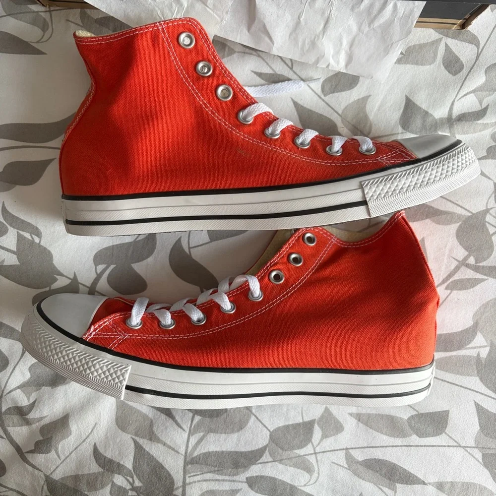 Converse Chuck Taylor High Top Sneakers in My Van is On Fire Orange - Picture 6 of 11
